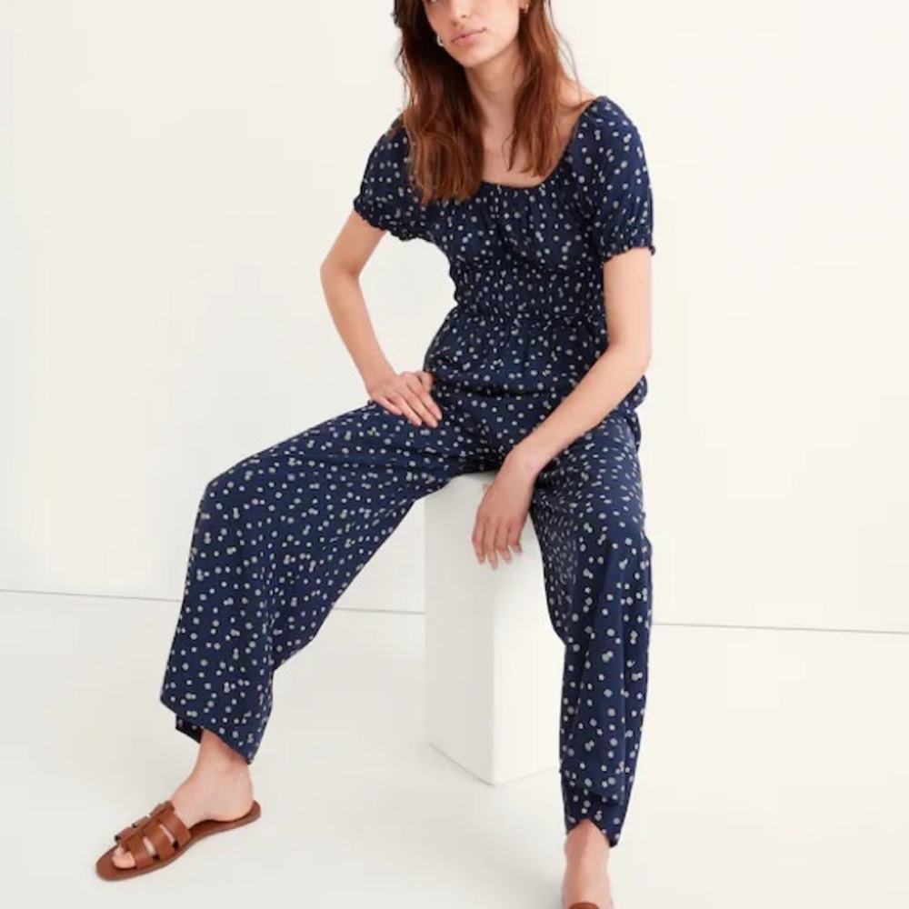 NWT Madewell Sophia‎ wide leg floral Jumpsuit in Bandana Flower $128 in Twilight